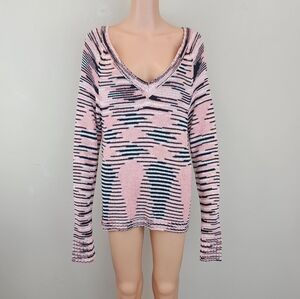 Sanctuary multi color long sleeve knit v-neck sweater